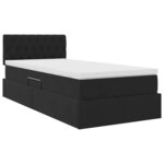 vidaXL Lit de Rangement avec matelas Noir 90 x 200 cm Velours