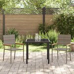vidaXL Ensemble de repas de jardin 3 pièces Gris Poly Rattan