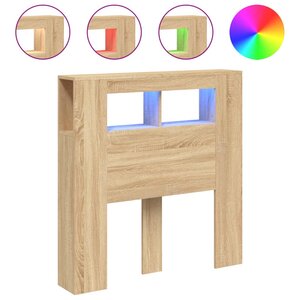 vidaXL Tête de lit à LED chêne sonoma 100x18 5x103 5cm bois ingénierie