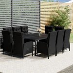 vidaXL Ensemble à dîner de jardin 11 Pièces Résine tressée Noir
