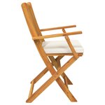 Chaises de jardin pliantes vidaXL avec coussin blanc 4 pièces en bois d'acacia solide