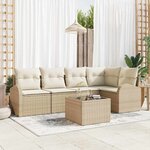 vidaXL Ensemble de canapé de jardin 6 Pièces Beige Poly rotin