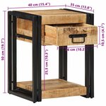 vidaXL Table de chevet 40x35x50 cm bois brut massif de manguier