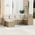 vidaXL Salon de jardin avec coussins 6 Pièces beige résine tressée