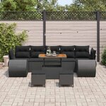 vidaXL Ensemble de canapé de jardin avec coussin 10 Pièces Noir