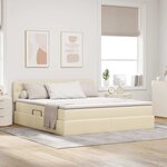 vidaXL Lit de rangement LED avec matelas Crème 180 x 200 cm Tissu