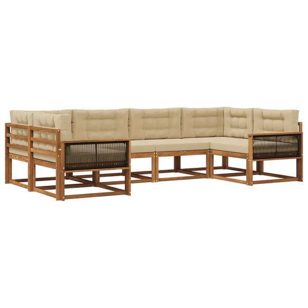 vidaXL Ensemble de canapés d'extérieur 6 pc Naturel et Beige