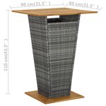 vidaXL Ensemble de bar de jardin 5 Pièces et coussins Résine tressée Gris
