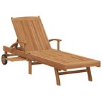 vidaXL Chaise longue Marron 195 x 59 x 78 5 cm Bois de teck massif