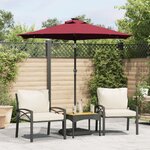 vidaXL Parasol de jardin avec LED mât en acier bordeaux 225x225x212 cm