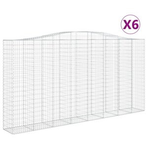 vidaXL Paniers à gabions arqués 6 Pièces 400x50x200/220 cm Fer galvanisé