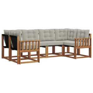 vidaXL Ensemble de canapés d'extérieur 6 pc Naturel et gris clair