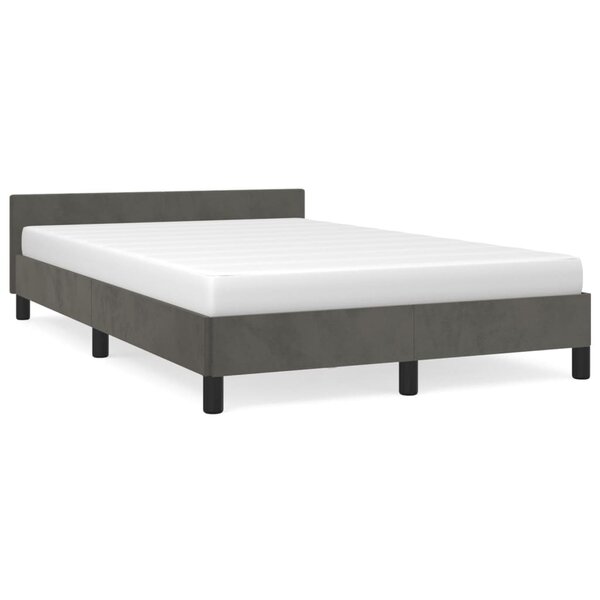 vidaXL Cadre de lit avec tête de lit Gris foncé 120x200 cm Velours