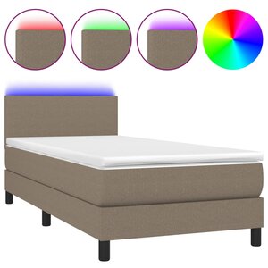 vidaXL Sommier à lattes de lit avec matelas LED Taupe 100x200 cm Tissu