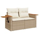 vidaXL Ensemble de canapé de jardin avec coussin Beige Poly rotin