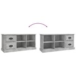 vidaXL Meuble TV gris béton 102x35 5x47 5 cm bois d'ingénierie