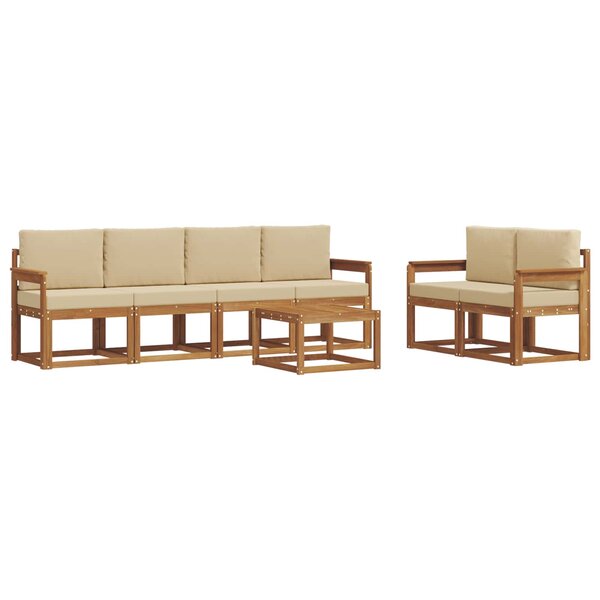 vidaXL Ensemble de canapés d'extérieur 7 pc Naturel et Beige