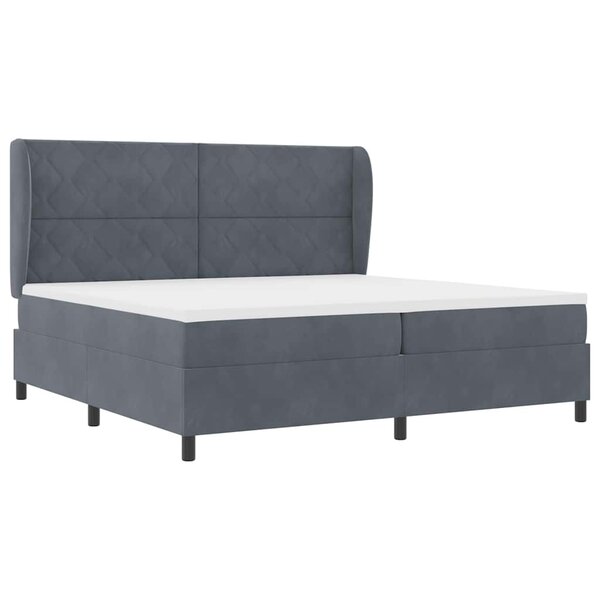 vidaXL Lit à ressorts avec matelas Gris foncé 200 x 200 cm Polyester