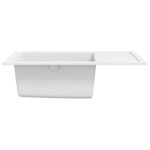 vidaXL Évier de cuisine avec trou de trop-plein ovale Blanc Granit