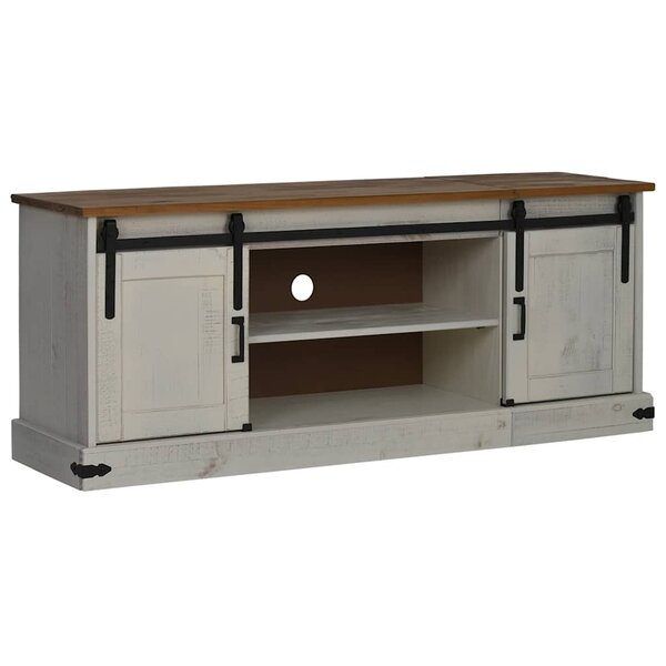 VidaXL Meuble TV HALDEN 2 portes coulissantes blanc 150x40x60 cm