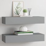 vidaXL Étagères à tiroirs murales 2 Pièces gris 60x23 5x10 cm MDF