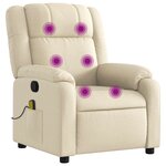 vidaXL Fauteuil inclinable de massage crème tissu