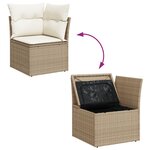 Ensemble de canapé de jardin 9 pièces avec coussins Beige Poly Rotin