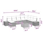 vidaXL Ensemble de canapé de jardin avec coussin 9 Pièces Noir Poly rotin