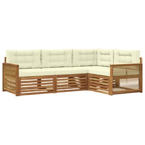 vidaXL Ensemble de canapés d'extérieur 4 pc Naturel et Crème