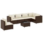 vidaXL Salon de jardin avec coussins 7 Pièces marron résine tressée