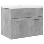 vidaXL Armoire lavabo de salle de bain avec bassin intégré gris béton