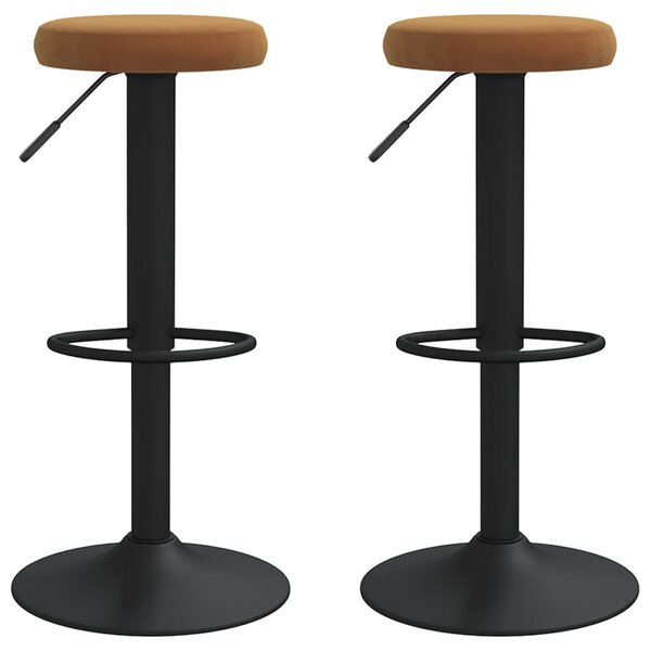 Vidaxl tabourets de bar 2 pcs marron velours