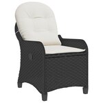 Chaise inclinable vidaXL avec coussin en poly rotin noir