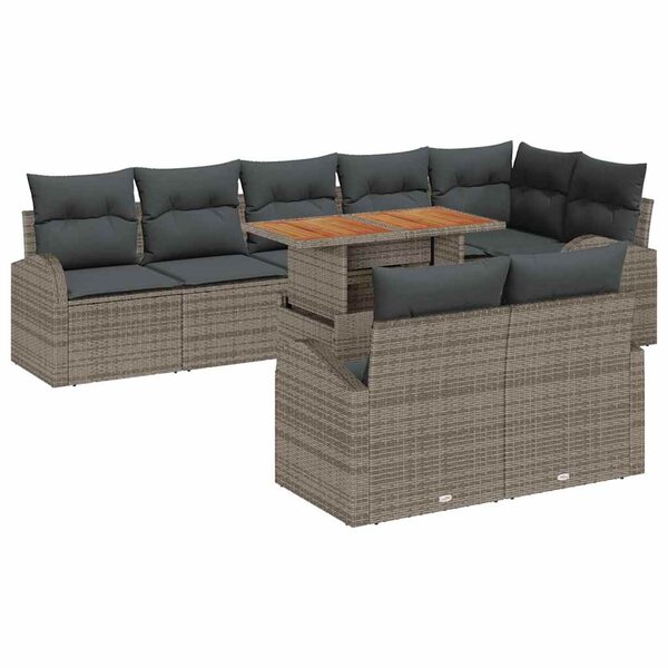 vidaXL Ensemble de canapé de jardin 9 Pièces Gris 100 x 55 x 73 cm