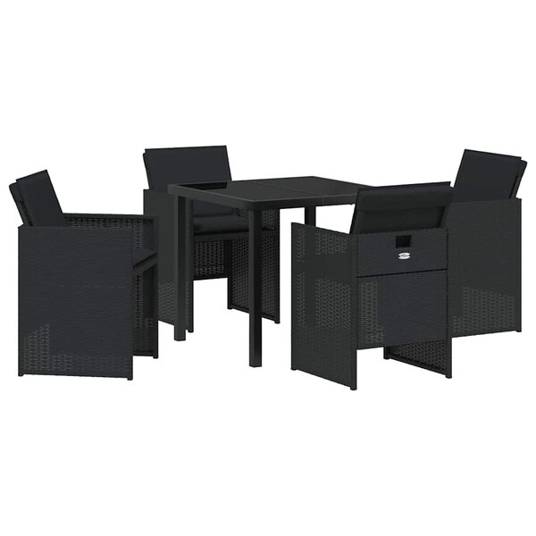 vidaXL Ensemble de salle à manger pour jardin 5 Pièces Noir Poly rotin