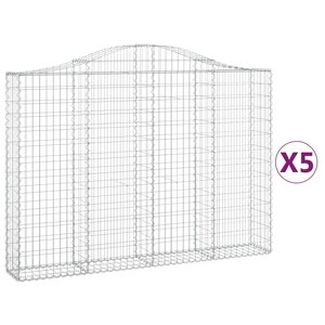 vidaXL Paniers à gabions arqués 5 Pièces 200x30x140/160 cm Fer galvanisé