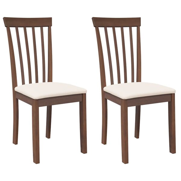 vidaXL Chaises à manger coussins 2 Pièces marron bois massif caoutchouc