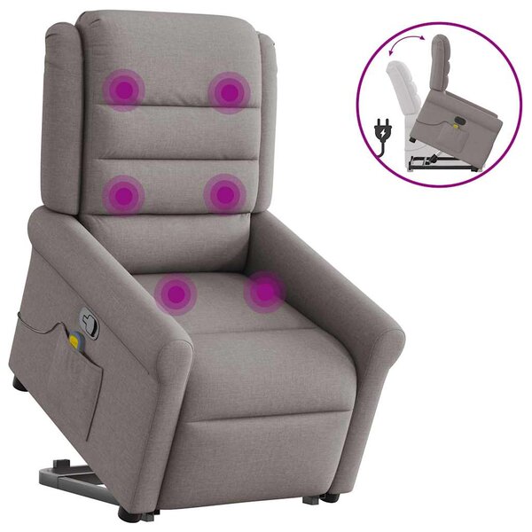 vidaXL Fauteuil inclinable de massage Taupe Tissu