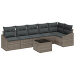 vidaXL Ensemble Salle à Manger Jardin 6 Pièces avec Coussins Noir Poly Rattan