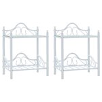 vidaXL Tables de chevet 2 Pièces Acier et verre trempé 45x30 5x60cm Blanc