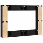 vidaXL Kit de meubles TV mural 8 pièces en bois noir imitation chêne