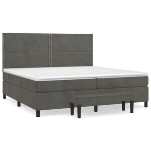 vidaXL Sommier à lattes de lit et matelas Gris foncé 200x200cm Velours