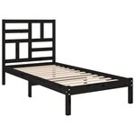 vidaXL Cadre de lit Noir Bois massif 75x190 cm Petit simple