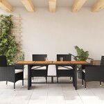 vidaXL Table de jardin et dessus en bois d'acacia noir résine tressée