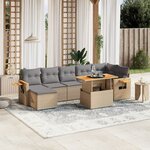 vidaXL Salon de jardin avec coussins 8 Pièces beige résine tressée
