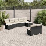 vidaXL Salon de jardin 9 Pièces avec coussins noir résine tressée
