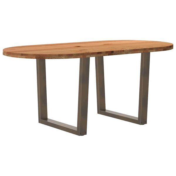 vidaXL Table à manger marron clair bois de chêne massif ovale