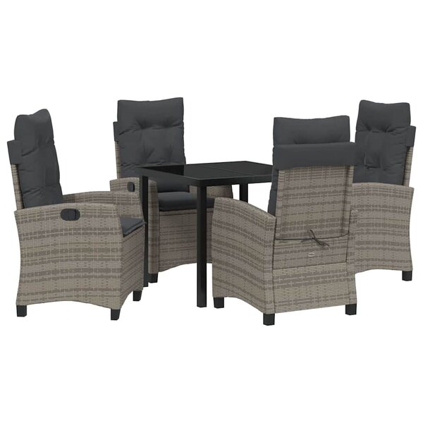 vidaXL Ensemble de salle à manger pour jardin 5 Pièces Gris polyrotin