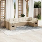 vidaXL Salon de jardin avec coussins 10 Pièces beige résine tressée
