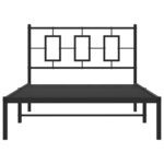 vidaXL Cadre de lit métal sans matelas avec tête de lit noir 107x203cm